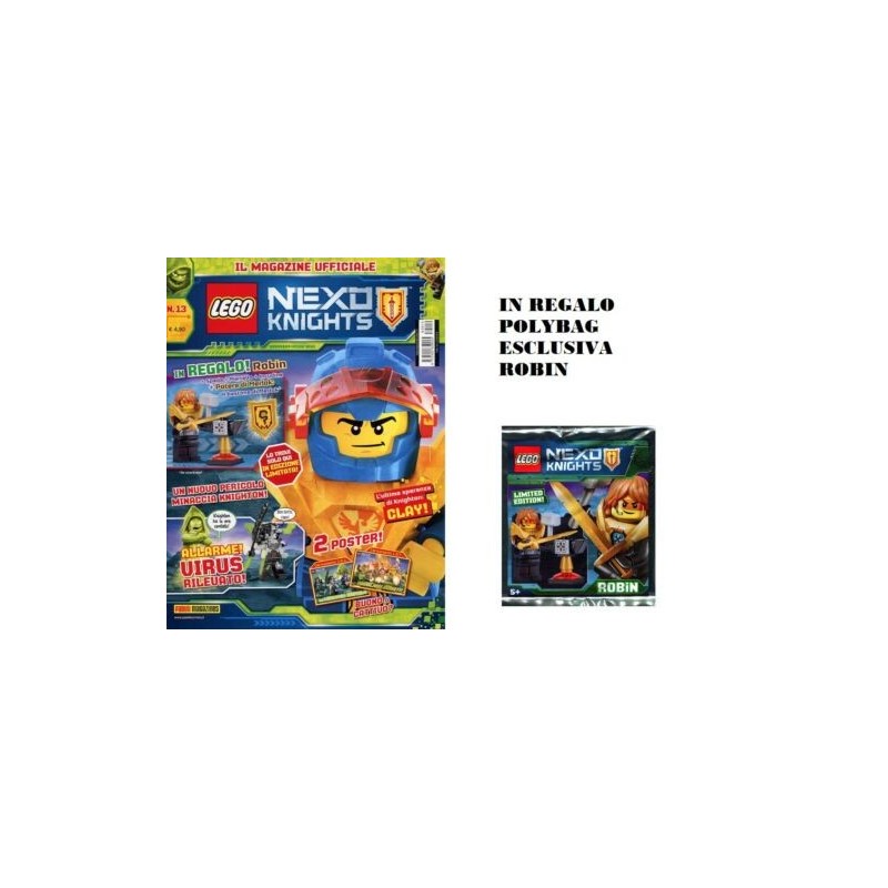 LEGO NEXO KNIGHTS RIVISTA MAGAZINE N. 13 ITALIANO + POLYBAG ROBIN NUOVO SIGIL...