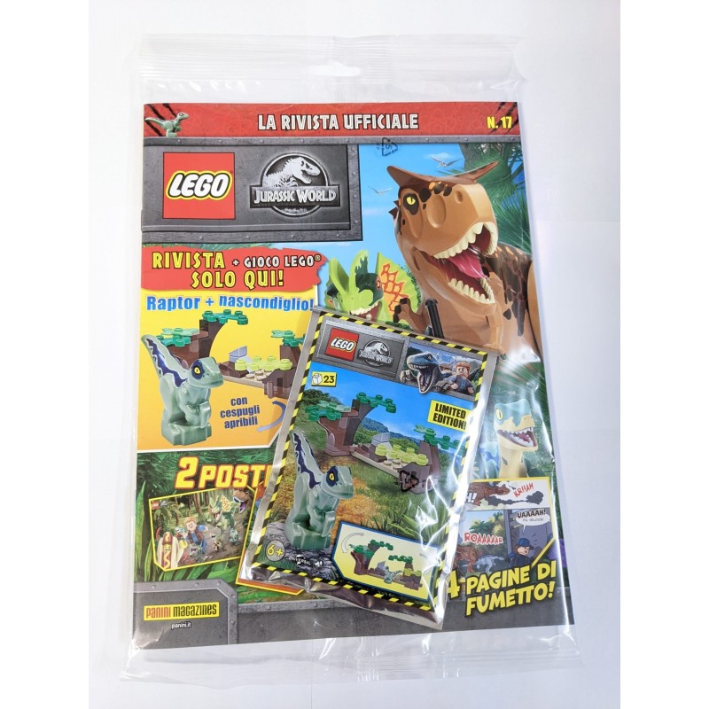 LEGO JURASSIC WORLD RIVISTA MAGAZINE 17 IN ITALIANO + POLYBAG RAPTOR ESCLUSIVA