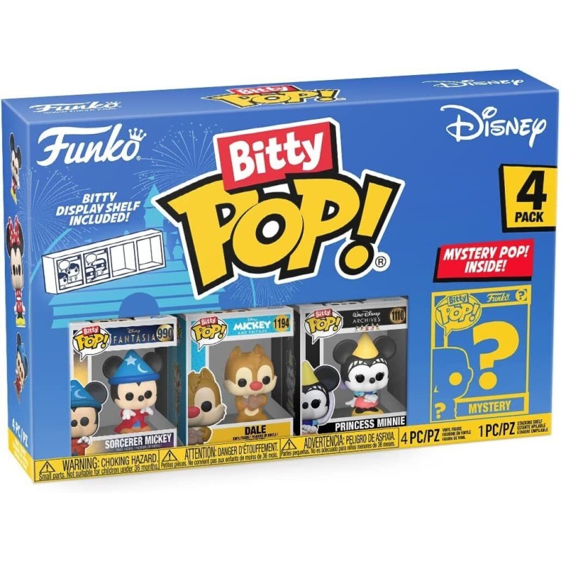 FUNKO BITTY POP SORCERER MICKEY 4 PERSONAGGI DISNEY  VINYL FIGURE - 2,5 CM