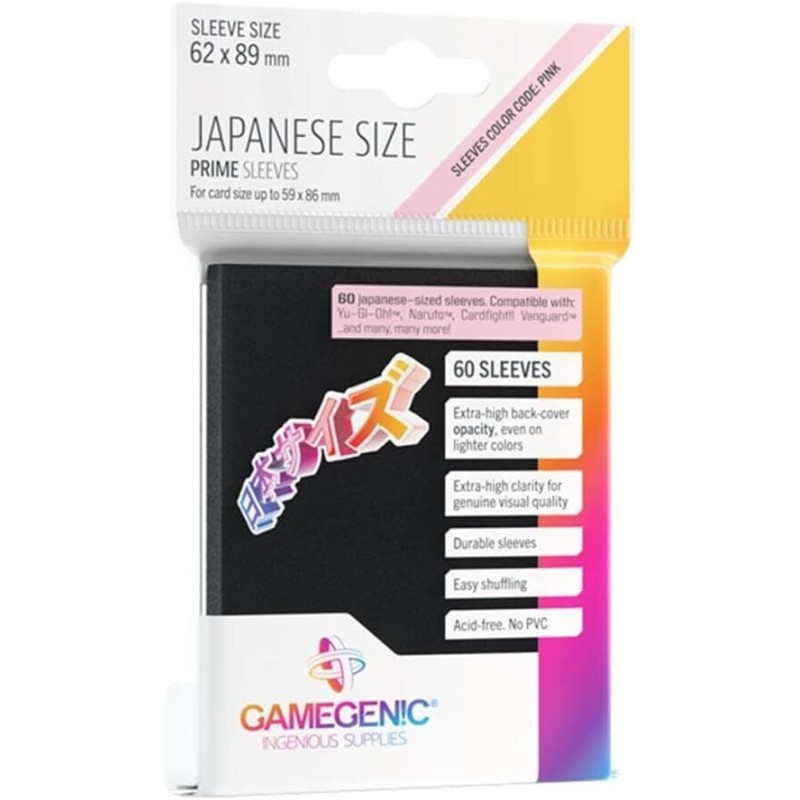 60 JAPANESE SIZE PRIME SLEEVES - BLACK GAMEGENIC