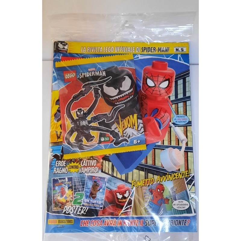 LEGO SPIDERMAN RIVISTA MAGAZINE 5 IN ITALIANO + POLYBAG VENOM