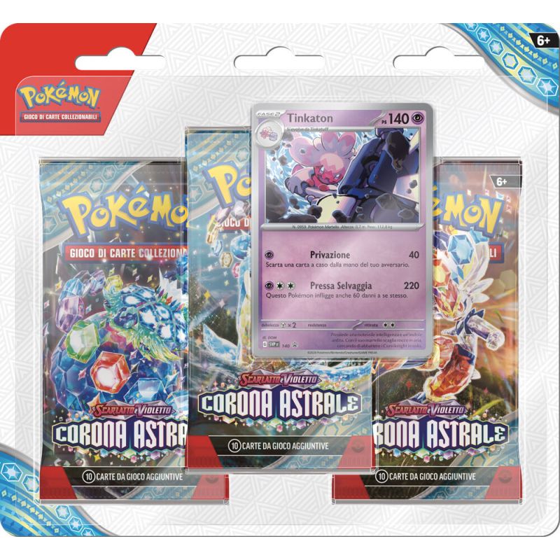 POKEMON CORONA ASTRALE TINKATON SCARLATTO E VIOLETTO BLISTER 3 CARTE ITA