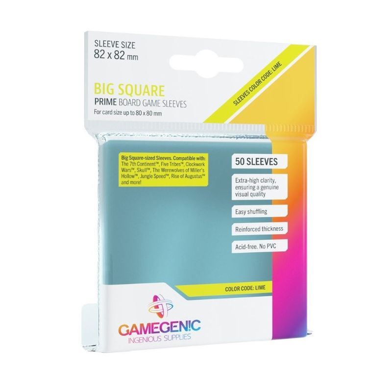 Gamegenic - PRIME Big Square- Sized Sleeves 82 x 82 mm - Clear (50 Sleeves)