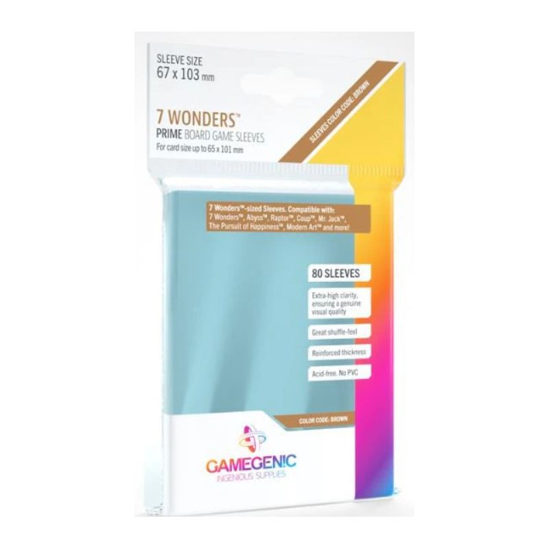 Gamegenic - PRIME 7 Wonders Sleeves 67 x 103 mm - Clear (80 Sleeves)