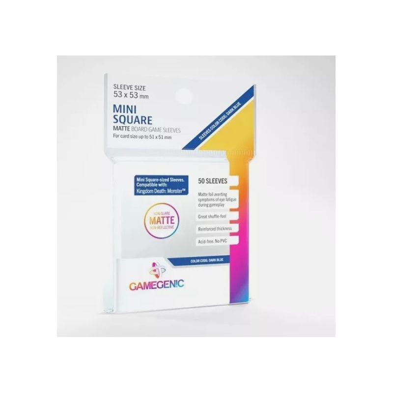 Gamegenic - MATTE Mini Square-Sized Sleeves 53 x 53 mm - Clear (50 Sleeves)