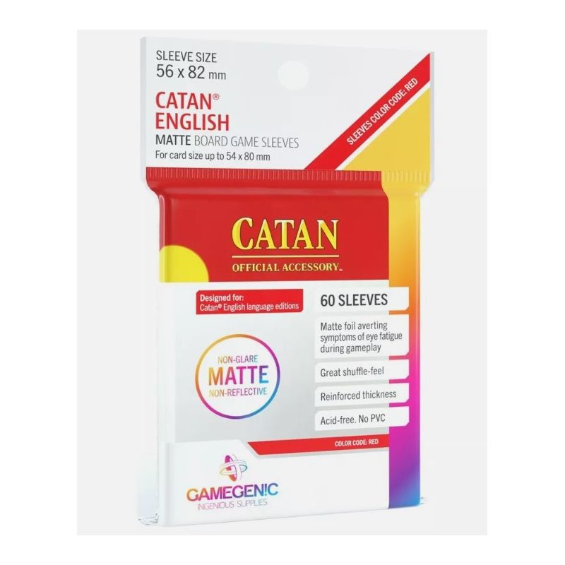 Gamegenic - MATTE Catan- Sized Sleeves 56 x 82 mm - Clear (50 Sleeves)