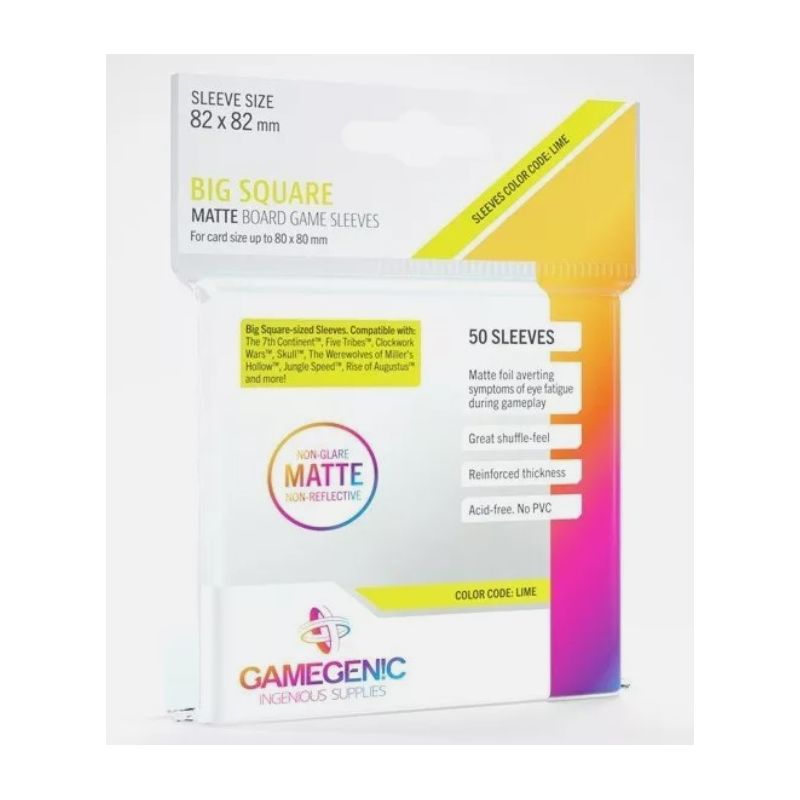 Gamegenic - MATTE Big Square-Sized Sleeves 82 x 82 mm - Clear (50 Sleeves)