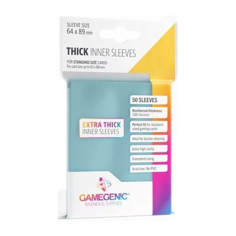 GAMEGENIC 50 THICK INNER SLEEVES - CLEAR