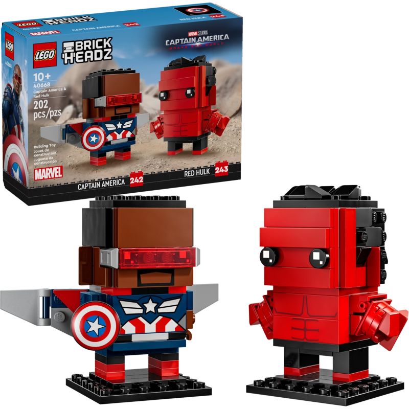 LEGO 40668 BRICKHEADZ Personaggi di Captain America e Hulk Rosso